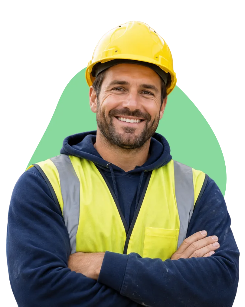 Smiling, happy builder