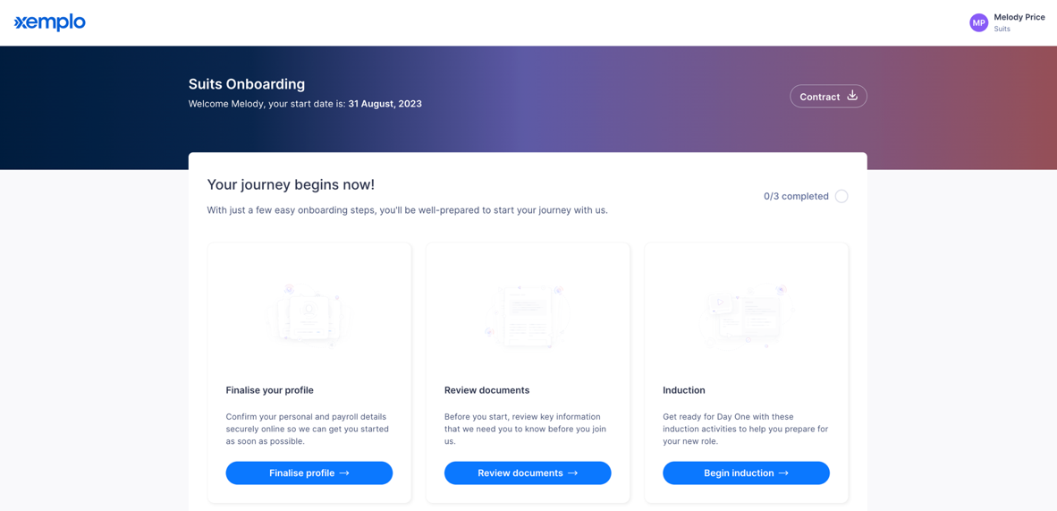 Downloading a signed copy of your contract from the Worker Onboarding screen.