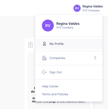 Accessing My Profile from the dropdown next to your name.