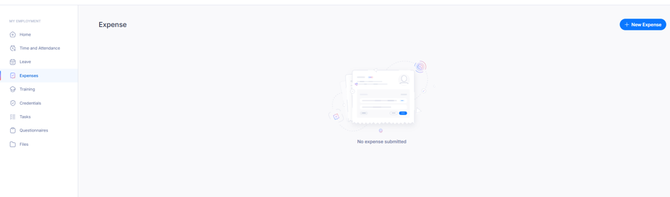 Starting a new expense request from the Expenses page.
