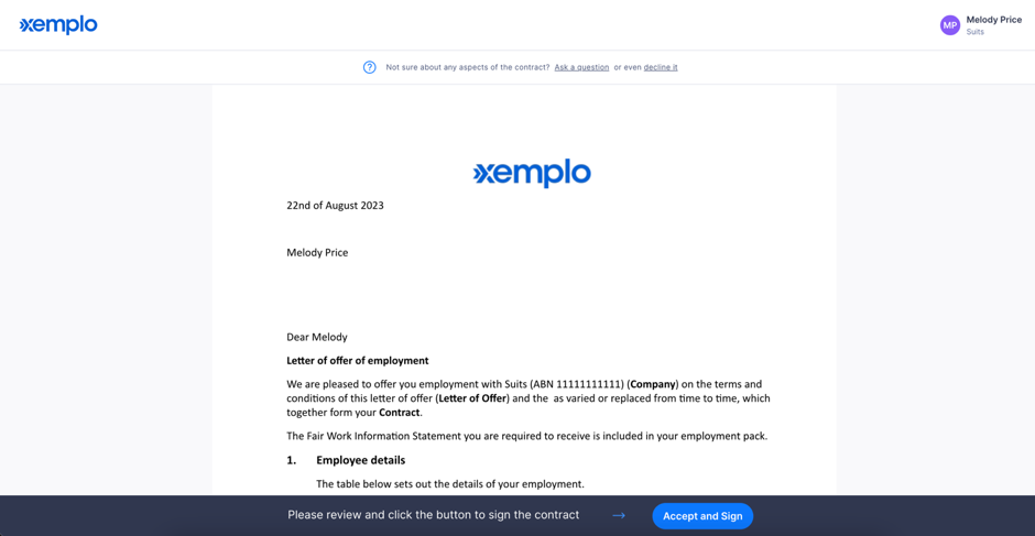 Your contract is available to view once you sign in to Xemplo.